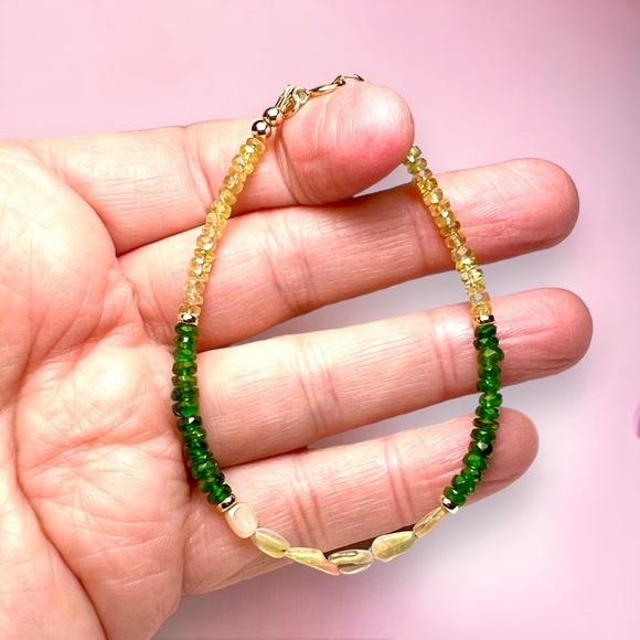 18K Solid Gold Bracelet | 15.5 Carats Natural Welo Opals & Untreated Tourmaline - Picture 7 of 12